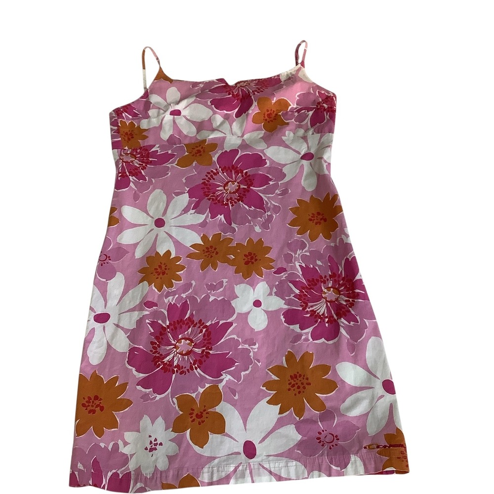O'Neill Go Go Floral Mini Dress Pink Orange Tropical Cutout Back Womens Large - Picture 3 of 8